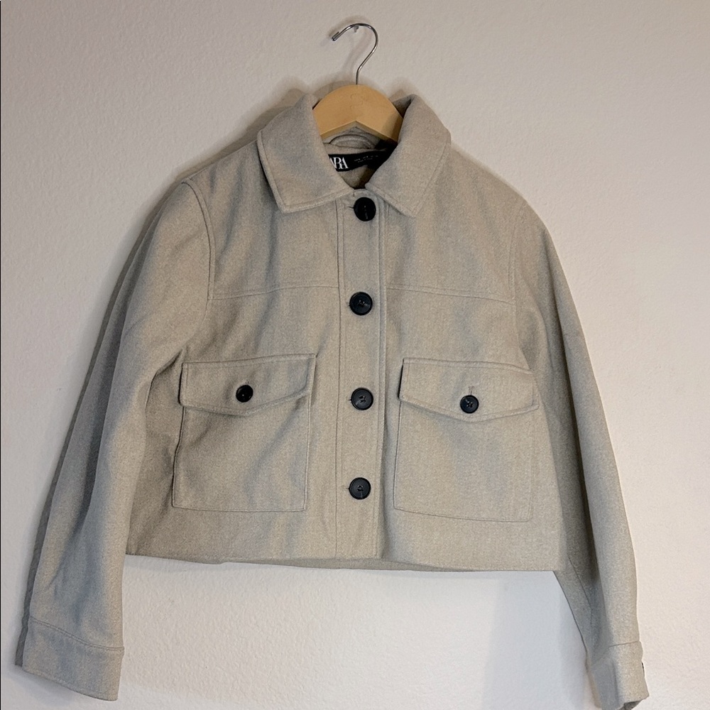 Zara Cream 100%poliéster Blend Coat